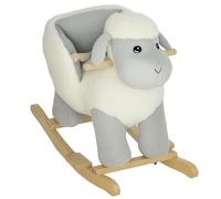 AIYAPLAY Cheval à Bascule pour Enfant, Jouet à Bascule en Peluche, en Forme d'agneau, à Effets sonores, avec poignées, Ceinture de sécurité, pédale, pour 18-36 Mois, 68 x 35 x 55 cm, Gris