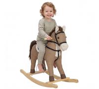 AIYAPLAY Cheval à Bascule pour Enfants 12-36 Mois Brun foncé | Cadre en bois, son, poignées de sécurité, pour tout-petits
