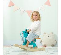 AIYAPLAY Cheval à bascule pour enfants, âne jouet à bascule bébé en bois avec guidon et base stable, 59 x 27 x 43 cm, vert foncé