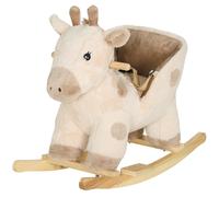 AIYAPLAY Cheval à bascule pour enfants girafe jouet à bascule bébé avec effet sonore, ceinture de sécurité, 68x35x50cm, beige