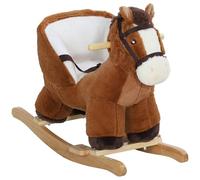 AIYAPLAY Cheval à Bascule pour Enfants Jouet à Bascule bébé Animal à Bascule avec Effet sonore, Base en Bois, Ceinture de sécurité, Cadeau pour garçons et Filles de 18 à 36 Mois - Marron