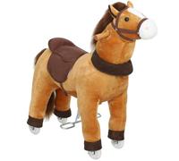 AIYAPLAY Cheval à Monter pour Enfant, 3 à 5 Ans, 75 cm de Haut, Marron | Cheval à Roulettes en Peluche, Poignée, Charge Max. 25 kg, Jeu Actif Sans Piles