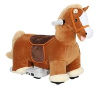 AIYAPLAY Cheval électrique 6V avec Musique 1.5-5 Ans Marron | Pédale, siège rembourré, roues en cuir synthétique silencieuses, marche avant, véhicule pour enfants, cheval électrique