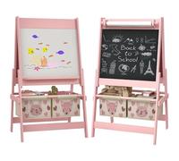 AIYAPLAY Chevalet Enfant Ardoise Double Face 54x46,5x93 cm Rose