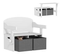 AIYAPLAY Coffre à jouet enfant 3 en 1, ensemble table et chaises avec 2 bacs en tissu amovibles, coffre de rangement convertible pour jouets pour salon, salle de jeux, chambre, blanc