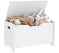 AIYAPLAY Coffre à jouet enfant avec couvercle rabattable, coffre de rangement enfant, forme d'ours, charnière de sécurité, rangement jouet pour filles garçons de 3 à 8 ans, 60 x 38 x 48 cm, blanc