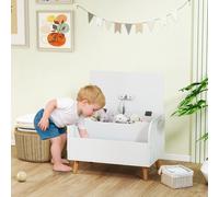 AIYAPLAY Coffre à jouet enfant, coffre de rangement enfant, couvercle rabattable et compartiment ouvert, 60x40x43cm, blanc