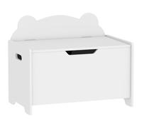 AIYAPLAY Coffre à Jouet Enfant Couvercle Rabattable 60 x 38 x 48 cm Blanc | Coffre de Rangement, Forme d'Ours, Charnière de Sécurité, Rangement Jouet pour Filles et Garçons de 3 à 8 ans