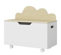 AIYAPLAY Coffre à Jouet Enfant sur Roulettes 59 x 30 x 53 cm Blanc | Coffre de Rangement Enfant avec Couvercle Rabattable, Charnières de Sécurité, Rangement Jouet pour Filles et Garçons