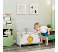 AIYAPLAY Coffre à jouets avec couvercle, coffre de rangement enfant avec charnières de sécurité, 60 x 37 x 39 cm, vert