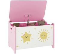 AIYAPLAY Coffre à jouets avec couvercle, coffre de rangement enfant avec charnières de sécurité, pour salon, salle de jeux, chambre d'enfant, rose