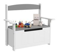 AIYAPLAY Coffre à jouets pour enfants 2 en 1 banc meuble de rangement et assise avec dossier et accoudoirs - vérin pneumatique 68,5L x 34l x 58H cm gris