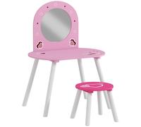 AIYAPLAY Coiffeuse enfant avec tabouret et miroir Coiffeuse pour filles ornée de cœurs pour garçons et filles de 3-6 ans rose