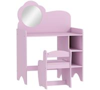 AIYAPLAY Coiffeuse enfant avec tabouret et miroir en forme de fleur avec étagères ouvertes pour garçons et filles de 3-8 ans Violet
