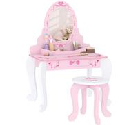 AIYAPLAY Coiffeuse Enfants avec Miroir, Tabouret pour Fille, Chaise, Rose