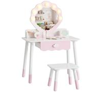 AIYAPLAY Coiffeuse pour Enfants avec Chaise pour 3-8 Ans, Rose