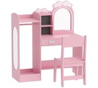 AIYAPLAY Coiffeuse pour Enfants avec Tabouret et Miroir Lumineux à 2 Couleurs en Acrylique, Coiffeuse Bureau Fille 3-8 Ans, Rose