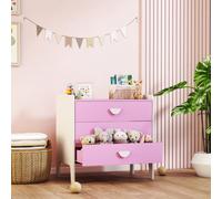 AIYAPLAY Commode pour enfants avec 3 tiroirs, MDF, Armoire de rangement pour enfants, Rose+Blanc