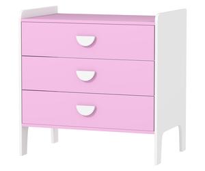 AIYAPLAY Commode pour enfants avec 3 tiroirs, MDF, Armoire de rangement pour enfants, Rose+Blanc