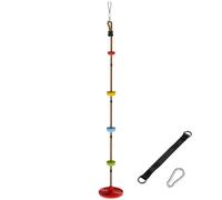 AIYAPLAY Corde d'escalade Balancoire 1,9 m, Balançoire Disque pour Enfants avec Plateforme, Sangle et Mousqueton, Rouge