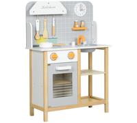 AIYAPLAY Cuisine de Jeu pour Enfants avec cuisinière, Four, évier, Horloge et étagères, Cuisine de poupée avec Robinet, Accessoires pour Enfants de 3 à 6 Ans, Grise