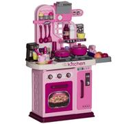 AIYAPLAY Cuisine Enfant avec Accessoires 33 PCS pour Enfant 3-6 Ans Rose | Jouet d'Imitation, Lumières et Sons Réalistes, Espace de Rangement