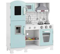 AIYAPLAY Cuisine Enfant avec Lumières et Sons, Réfrigérateur, Four, Machine à Café, Évier et Distributeur d’Eau, Dinette en Bois pour Enfants de 3 à 6 Ans