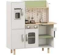 AIYAPLAY Cuisine enfant en bois 3-8 ans – Machine à glaçons, évier inox mobile – 84x34x89 cm Blanc