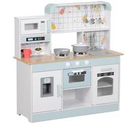 AIYAPLAY Cuisine Enfant Jouet d'imitation avec lumières et Sons réalistes, dinette Enfant avec cafetière, Machine à glaçons, Micro-Ondes, Four et Rangement, pour garçons et Filles de 3+ Ans, Blanc