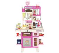 AIYAPLAY Cuisine Enfant Jouet d'imitation avec lumières et Sons réalistes, dinette Enfant avec Nourriture, casseroles, ustensiles, 104 Accessoires, pour garçons et Filles de 3-6 Ans, Rose