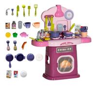 AIYAPLAY Cuisine Enfant Jouets Dinette Accessoires 38 PCS Jouet d'imitation pour Enfant - pour 3-6 Ans avec lumières et Sons réalistes, Rose