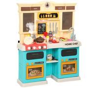 AIYAPLAY Cuisine jouet avec eau courante, accessoires 85 pièces, robinet électrique, lumières, sons, pour enfants de 3-6 ans, plastique, vert