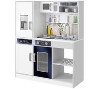 AIYAPLAY Cuisine pour enfants Cuisine de jeu avec lumières et bruits Cuisinière, eau courante, cafetière, réfrigérateur, micro-ondes, machine à glaçons, accessoires de cuisine pour enfants de 3 à 8 an
