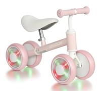 AIYAPLAY Draisienne Bébé 1 an, 4 Roues Lumineuses, Siège Réglable, Rose | Vélo sans Pédale, Jouet Enfant pour Bébé 1-2 Ans, Direction Limitée à 135°, Pneus EVA Silencieux, Premier Cadeau Anniversaire