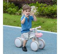AIYAPLAY Draisienne vélo Enfant 4 roues selle réglable, guidon ergonomique alliage alu. PP, enfant 1 à 3 ans - Gris Blanc Rose