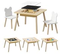 AIYAPLAY Ensemble 3 pièces enfants – Plateau réversible + rangement – Bois naturel