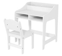 AIYAPLAY Ensemble bureau et chaise pour enfant 3 à 8 ans avec compartiments et étagères ouverts, blanc