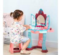AIYAPLAY Ensemble Coiffeuse avec Tabouret pour Enfants de 3-6 Ans, Lumières, Musique et Accessoires Inclus