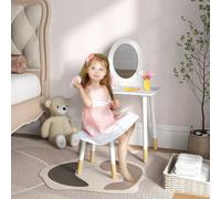 AIYAPLAY Ensemble coiffeuse pour enfants avec tabouret, coiffeuse 2 pièces pour enfants de 3 à 6 ans - blanc Description:Transformez la chambre de votre enfant avec l'ensemble Coiffeuse AIYAPLAY pour