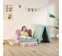 AIYAPLAY Ensemble de 12 blocs en mousse pour l'escalade, la construction, le rampement, les tapis de jeu intérieur avec housse en cordon, Vert + Rose