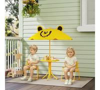 AIYAPLAY Ensemble de meubles de jardin pour enfants, chaises, table, parasol, design de lion, Jaune