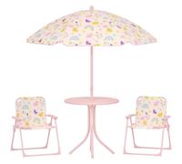 AIYAPLAY Ensemble Salon de Jardin Extérieur Enfant 4 Pièces Rose Pâle