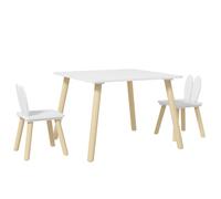 AIYAPLAY Ensemble Table et 2 chaises Enfant Motif Oreille Lapin Blanc