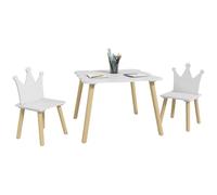 AIYAPLAY Ensemble Table et 2 chaises pour Enfants 3-6 Ans, Table et chaises pour Enfants en Carton ondulé avec Dossier en Forme de Couronne, Blanc