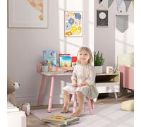 AIYAPLAY Ensemble table et chaise enfant table pour enfant avec chaise avec porte-livres motifs d'ours pour enfants 3-8 ans rose