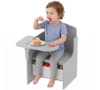 AIYAPLAY Ensemble Table et Chaise pour Enfants 3-5 Ans Gris | Avec bac de rangement, table 2 en 1 pour tout-petit, pour jouer, lire, peindre, ensemble table d'activités