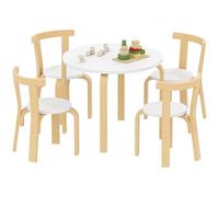 AIYAPLAY Ensemble table et chaises pour enfants 3-8 ans 5 pièces avec bords arrondis et surfaces colorées, table et chaises pour enfants en bois blanc