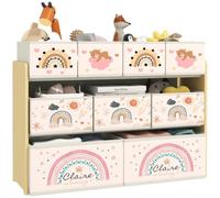 AIYAPLAY Étagère de Rangement Enfant pour Jouets et Livres 3 Niveaux Jaune