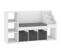 AIYAPLAY Étagère de rangement pour enfants 3-8 ans avec étagère à 3 niveaux, 3 tiroirs, 4 compartiments, coussin, Blanc