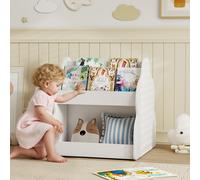 AIYAPLAY Étagère pour enfants, bibliothèque 2 niveaux pour enfants avec roulettes, 4 étagères, pour chambre d'enfant, salle de jeux, 54x50x56 cm, Blanc